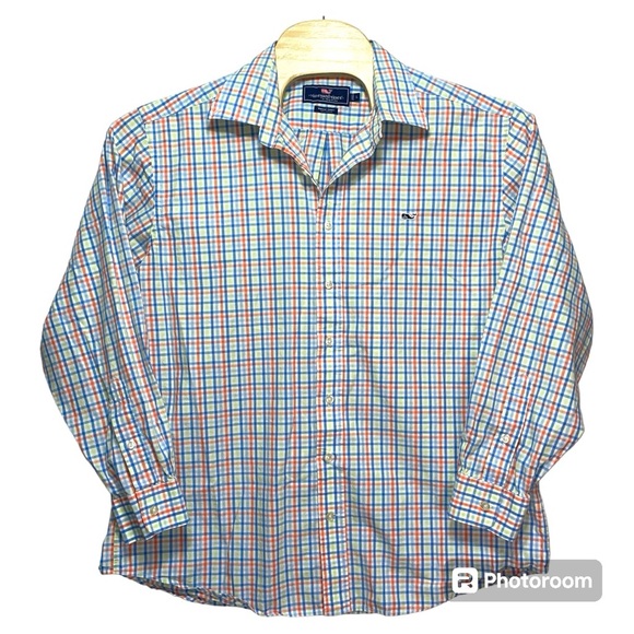 Vineyard Vines by Shep & Ian Whale Shirt Cotton Plaid Button Down Men's Size L - Picture 2 of 11